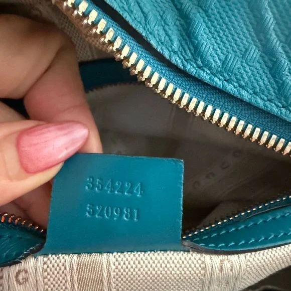 Gucci Teal Calf Leather Diamanté Satchel - Picture 9 of 10